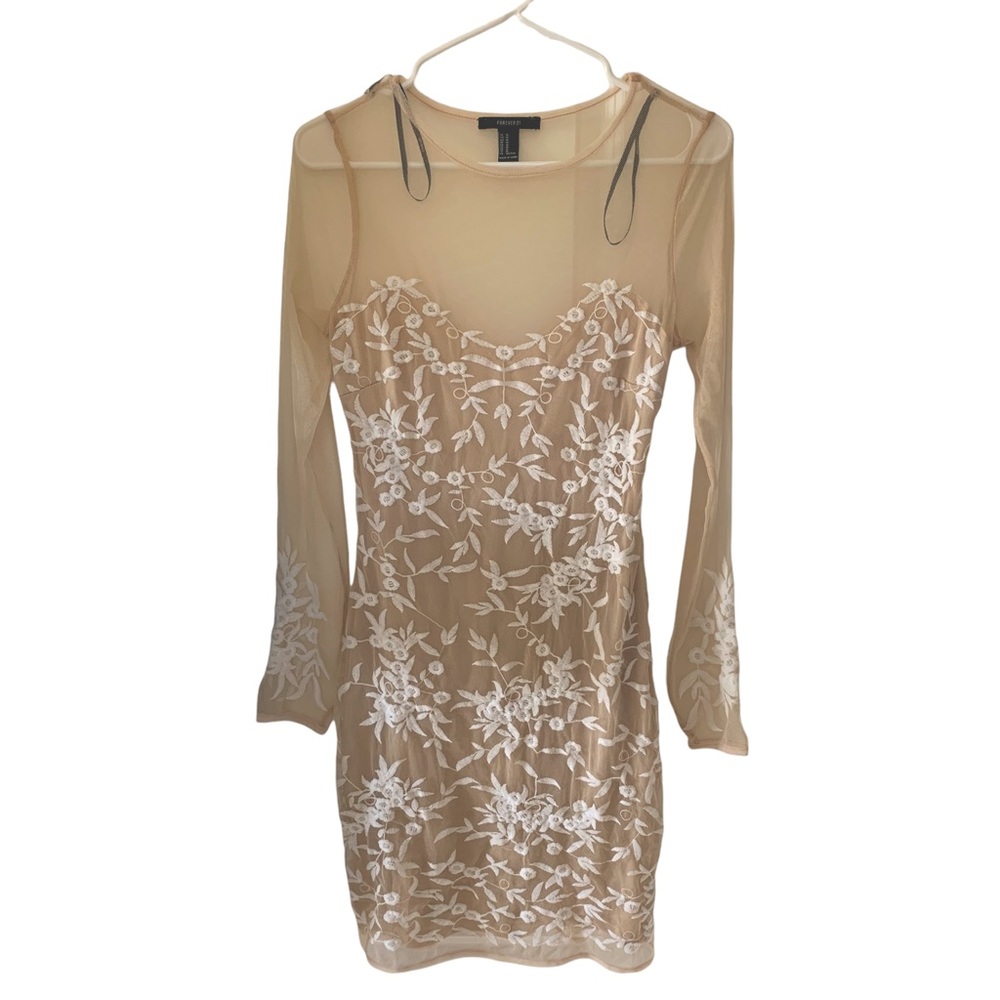 Forever21 Nude Floral Mesh Dress (NWOT)